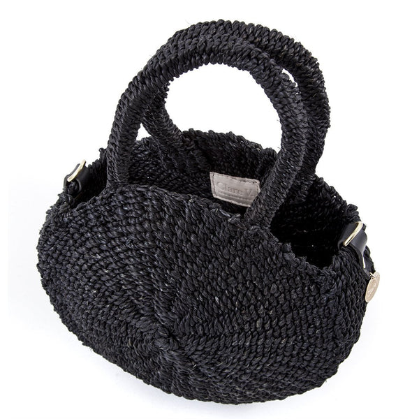Clare V. Round Leather Handle Bag - Black Handle Bags, Handbags