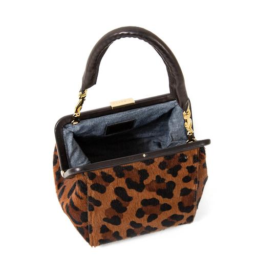 Clare V Sissy Leopard Print Leather Bag In Cherry Pablo Cat Suede