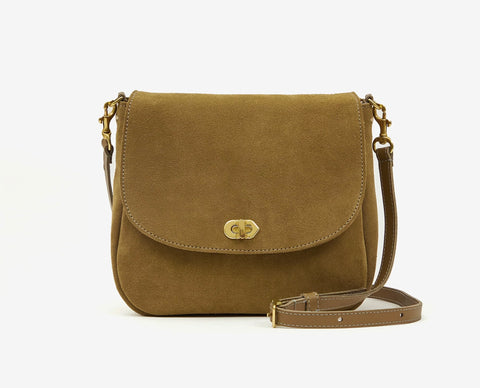 Clare V oat suede turnlock Louis crossbody at maeree