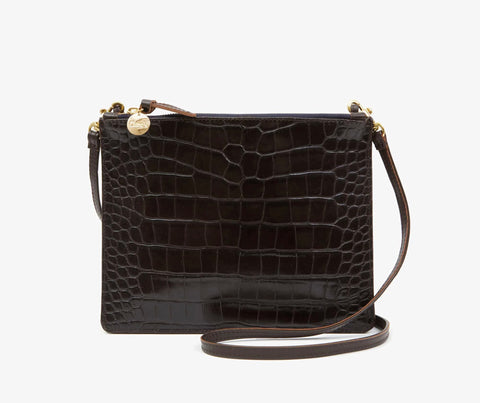 Clare v kalamata croco embossed double sac bretelle at maeree