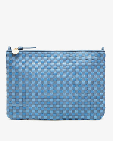 Clare v denim woven flat clutch at maeree