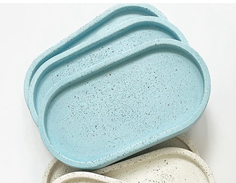 INHABT Oval Terrazzo Tray - Periwinkle