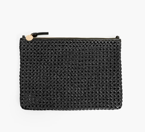 Clutch bag with shoulder strap in woven leather