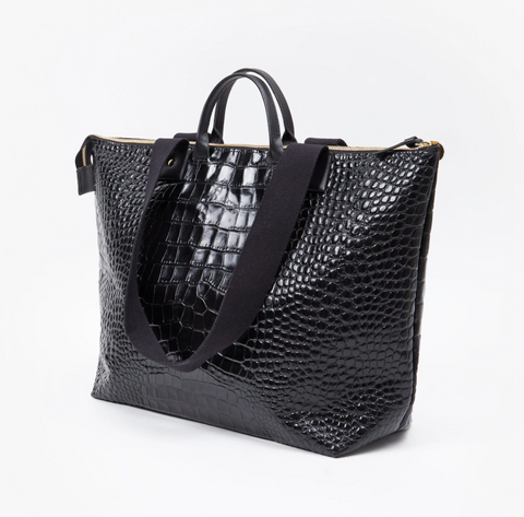 Clare V. Le Zip Sac Bag - Black Croco
