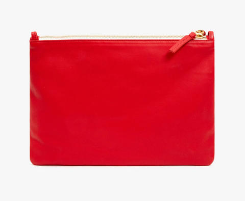 Clare V. Flat Clutch with Tabs Cherry Red Oui