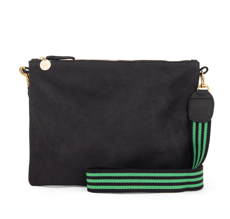 Clare V. Crossbody Strap - Black/Green Mini Stripe on Garmentory