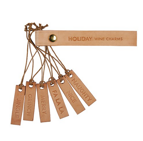 holiday leather wine charms at maere