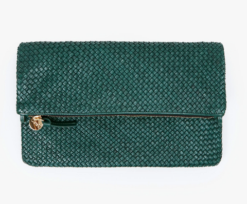 Clare V, Bags, Clare V Black Suede Pouch Bag With Green Resin Shorty Strap