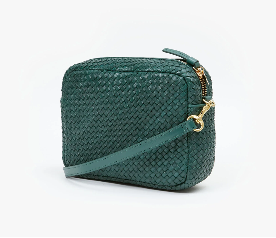 Clare V. Mint Woven Leather Crossbody Bag