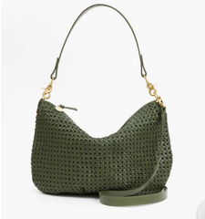 Army Green Rattan Leather Messenger Bag