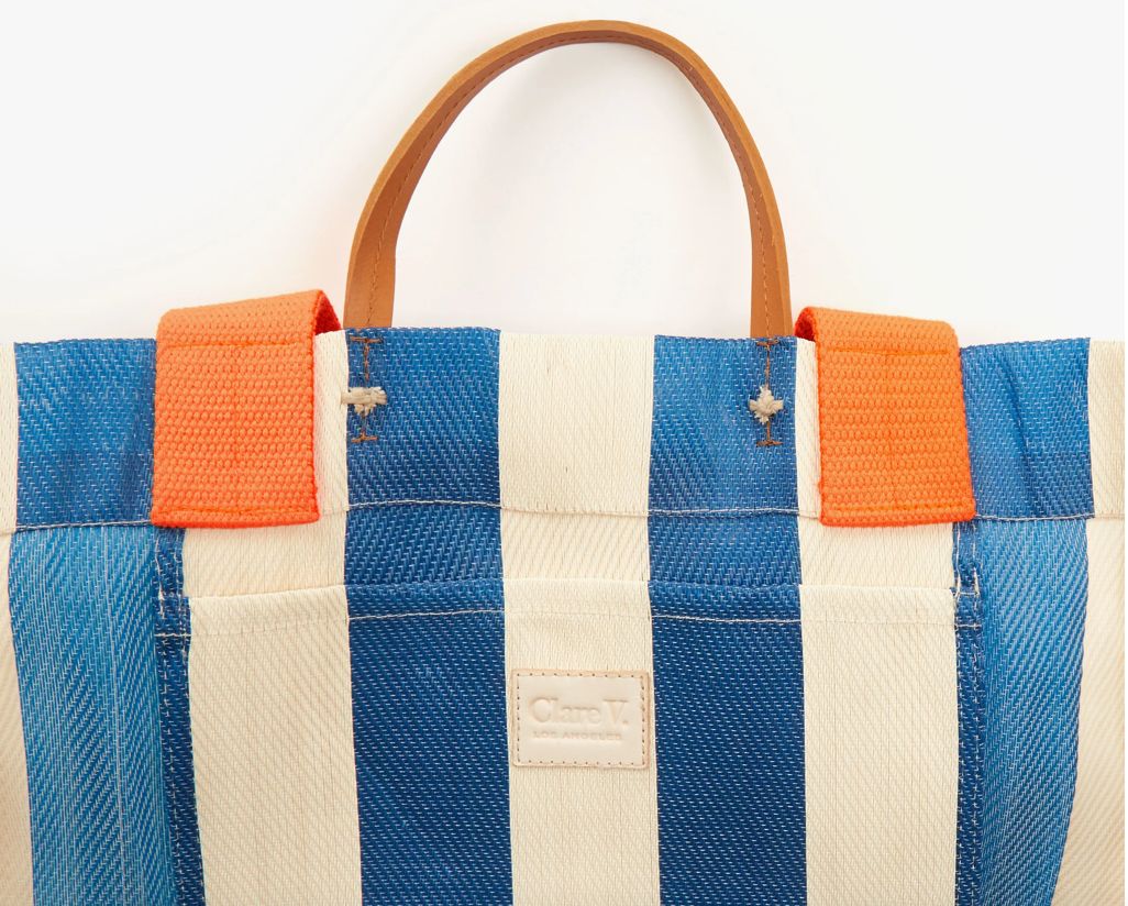 Clare V. Suede Striped Tote - Blue Totes, Handbags - W2436655