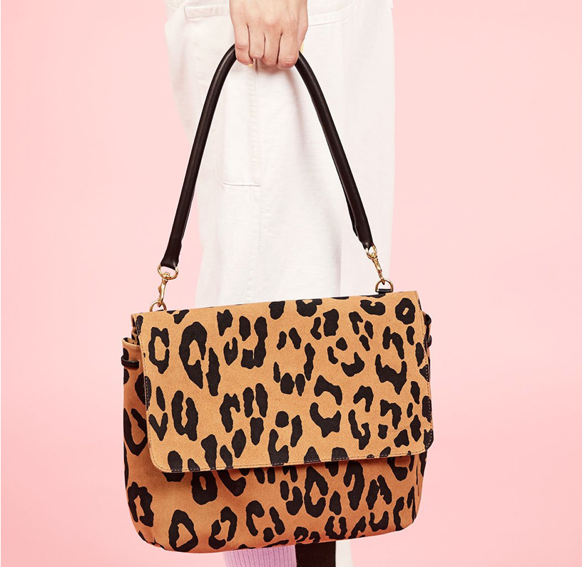 Clare V, Suede Leather Leopard Tote Bag + Crossbody Strap