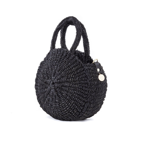 Clare V. Round Leather Handle Bag - Black Handle Bags, Handbags