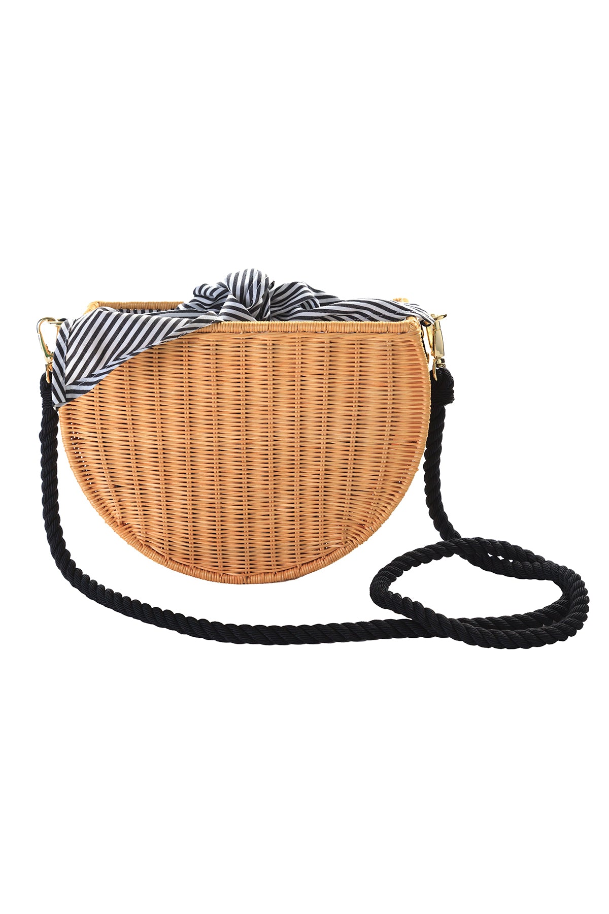 Dylan Wicker Crossbody, Black Stripe – maeree